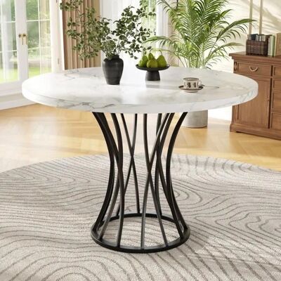 Table à manger MUVOE avec motif marbre noir 80x80cm - Cuisine & Maison - Publicité Table à manger MUVOE avec motif marbre noir 80x80cm - Cuisine & Maison - Publicité