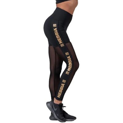 Nebbia High-Waist Gold Mesh Leggings - Leggings Nebbia High-Waist Gold Mesh Leggings - Leggings