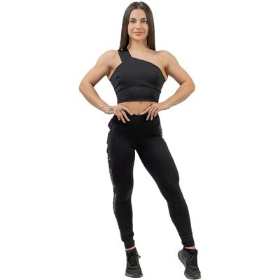 NEBBIA Women's High Support Sports Bra - Asymmetric Black XS NEBBIA Women's High Support Sports Bra - Asymmetric Black XS