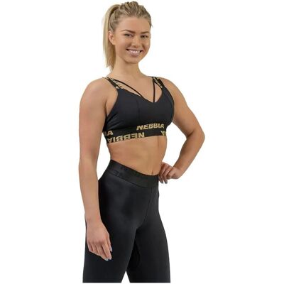 Nebbia Black/Gold Sports Bra - High Support Nebbia Black/Gold Sports Bra - High Support