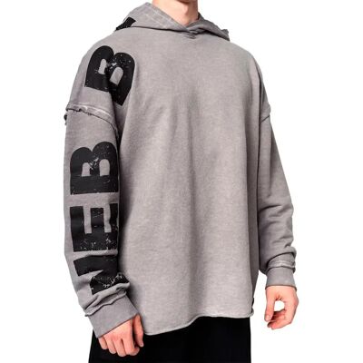 NEBBIA - Washed-Off Oversized Pullover Hoodie - Light Grey - Hoodie NEBBIA - Washed-Off Oversized Pullover Hoodie - Light Grey - Hoodie