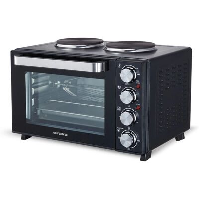 Orava Elektra-X28 Elektrischer Ofen - 28L, 2600W, Doppelkochplatte, Grillrost Orava Elektra-X28 Elektrischer Ofen - 28L, 2600W, Doppelkochplatte, Grillrost