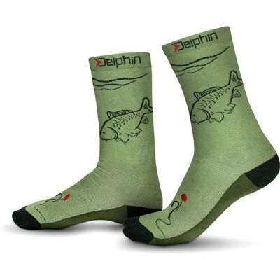 Delphin CARP - taille 41-46 - motif carpe - coton mélangé - Chaussettes - Publicité Delphin CARP - taille 41-46 - motif carpe - coton mélangé - Chaussettes - Publicité