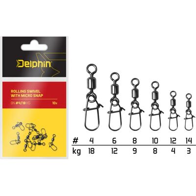 Delphin - Rolling swivel with micro snap - 8/9kg - Swivel - Publicité Delphin - Rolling swivel with micro snap - 8/9kg - Swivel - Publicité