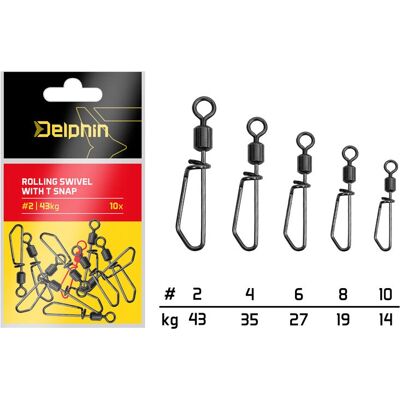 Delphin - Émerillon agrafe T snap - Gris - 10-14 kg - Snap Hook - Publicité Delphin - Émerillon agrafe T snap - Gris - 10-14 kg - Snap Hook - Publicité