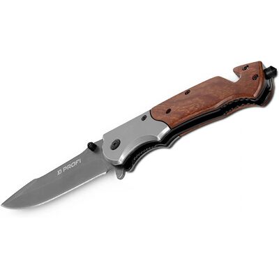 Couteau Pliant Delphin PROFI - Lame 10cm - Noir Marron - Extérieur - Publicité Couteau Pliant Delphin PROFI - Lame 10cm - Noir Marron - Extérieur - Publicité