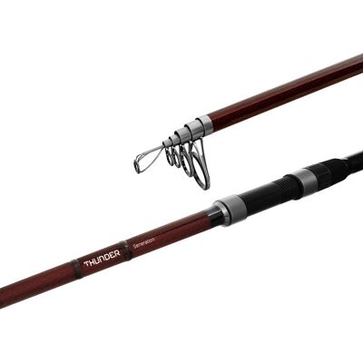 Canne téléscopique Delphin Thunder GenerationX 390cm/140g - Canne à pêche - Publicité Canne téléscopique Delphin Thunder GenerationX 390cm/140g - Canne à pêche - Publicité