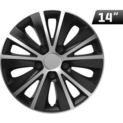Versaco Capas de roda 14 polegadas Preto Prata - Conjunto de 4 Versaco Capas de roda 14 polegadas Preto Prata - Conjunto de 4