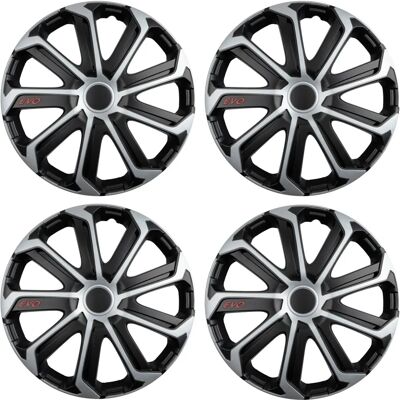 Versaco Car Hubcaps 4-Piece Set Black Silver 16" Box Versaco Car Hubcaps 4-Piece Set Black Silver 16" Box