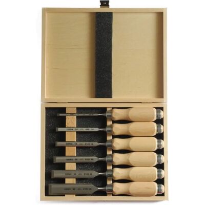 Narex - Ensemble de 6 gouges avec manches en bois - Publicité Narex - Ensemble de 6 gouges avec manches en bois - Publicité