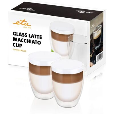 Bicchieri Latte Macchiato in Borosilicato a Doppia Parete ETA - 350ml - Set di 2 Bicchieri Latte Macchiato in Borosilicato a Doppia Parete ETA - 350ml - Set di 2