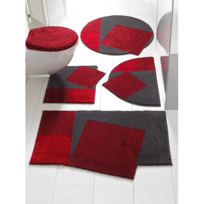 GRUND halbrunde Badmatte 50x80cm rot-grau - Bath Mat GRUND halbrunde Badmatte 50x80cm rot-grau - Bath Mat