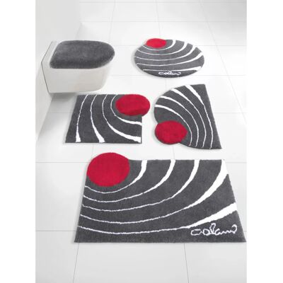 Helline Home Colani Handgefertigte Badmatte - Rechteck, 100x60cm, Anthrazit-Rot Helline Home Colani Handgefertigte Badmatte - Rechteck, 100x60cm, Anthrazit-Rot