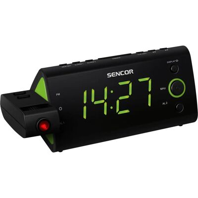 Réveil Radio Numérique Sencor SRC 330 GN - Double alarme, FM, Vert - Publicité Réveil Radio Numérique Sencor SRC 330 GN - Double alarme, FM, Vert - Publicité