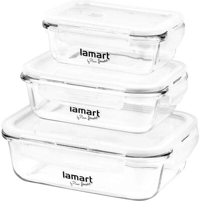 Lamart 3 Glas Aufbewahrungsbehälter - Luftdicht, Mikrowellenfest Lamart 3 Glas Aufbewahrungsbehälter - Luftdicht, Mikrowellenfest