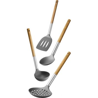 Lamart LT3900 Küchenutensilien-Set - 4 Stück, Braun, Grau Lamart LT3900 Küchenutensilien-Set - 4 Stück, Braun, Grau