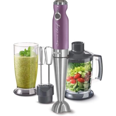 Mixeur à Main Sencor 4en1 - Violet - 1200W, 20 vitesses, Modèle SHB 5603VT-EUE3 - Publicité Mixeur à Main Sencor 4en1 - Violet - 1200W, 20 vitesses, Modèle SHB 5603VT-EUE3 - Publicité
