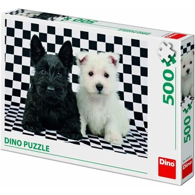DinoToys - Dino puzzel - 2 puppies - Black White - Puzzle DinoToys - Dino puzzel - 2 puppies - Black White - Puzzle
