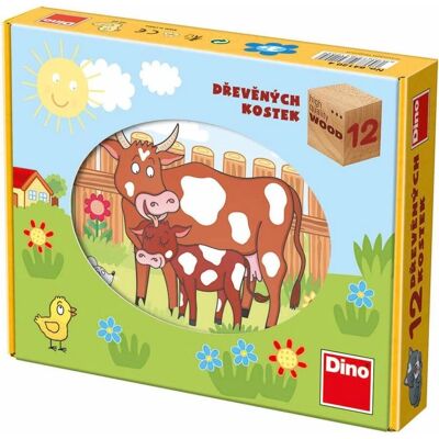Dino Toys Holzpuzzle-Blocks - Bauernhoftiere, 12 Stück Dino Toys Holzpuzzle-Blocks - Bauernhoftiere, 12 Stück
