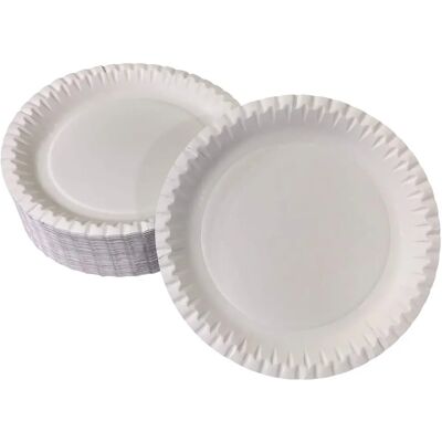 Piatto di carta rotondo bianco WIMEX - 23cm - Confezione 100 Piatto di carta rotondo bianco WIMEX - 23cm - Confezione 100