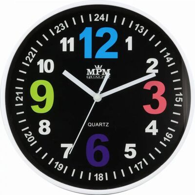 Nástěnné Hodiny MPM Quality - Tiché Quartz 24hodinový Barevný ciferník Nástěnné Hodiny MPM Quality - Tiché Quartz 24hodinový Barevný ciferník