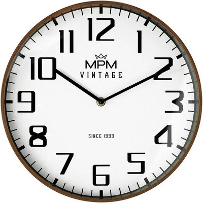 Vintage nástěnné hodiny MPM - 30cm, Hnědá, Tichý Quartz Vintage nástěnné hodiny MPM - 30cm, Hnědá, Tichý Quartz