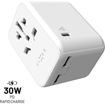 Fixed Voyager Rejseadapter - Universel rejseoplader med USB-C & USB-A, 30W Fixed Voyager Rejseadapter - Universel rejseoplader med USB-C & USB-A, 30W