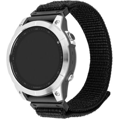 Fester Nylon Sporty Strap - Garmin 22mm - Schwarz - Armband Fester Nylon Sporty Strap - Garmin 22mm - Schwarz - Armband