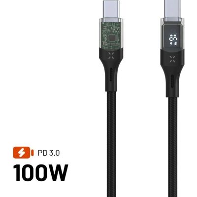 FIXED USB-C 2m Kabel mit LED-Display - Schwarz FIXED USB-C 2m Kabel mit LED-Display - Schwarz