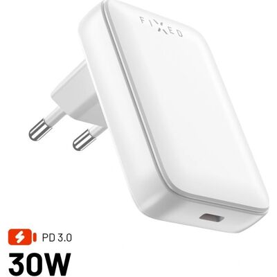Caricabatterie da muro FIXED bianco 30W GaN - Power Delivery 3.0 Caricabatterie da muro FIXED bianco 30W GaN - Power Delivery 3.0