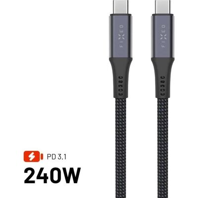 FIXED Armor USB-C zu USB-C Kabel 240W - 2m - Grau FIXED Armor USB-C zu USB-C Kabel 240W - 2m - Grau