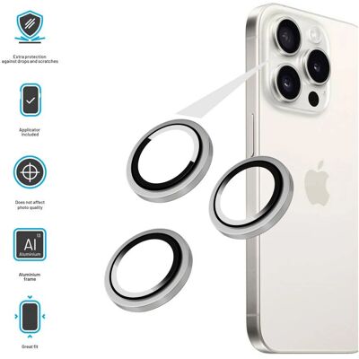 Fixed Szkło Kameralne Białe Tytan dla iPhone 16 Pro/Max - Szkło Kamery Fixed Szkło Kameralne Białe Tytan dla iPhone 16 Pro/Max - Szkło Kamery