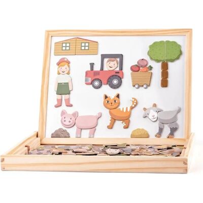 Woodyland Holzspielzeug - Magnetische Doppelseitige Tafel mit Bauernhof-Motiven - Für 3+ Jahre Woodyland Holzspielzeug - Magnetische Doppelseitige Tafel mit Bauernhof-Motiven - Für 3+ Jahre
