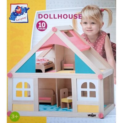 Woody Toys fa játékház kiegészítőkkel - 91328 Woody Toys fa játékház kiegészítőkkel - 91328