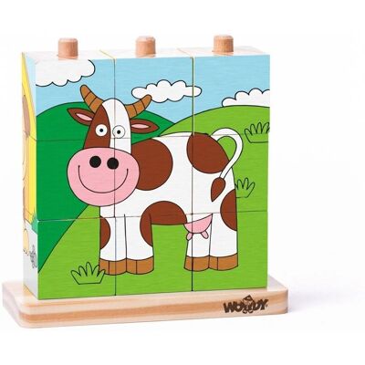 Dřevěné puzzle Woodyland - Stavění zvířat 3x3 Dřevěné puzzle Woodyland - Stavění zvířat 3x3