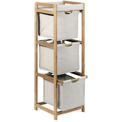 Polička Autronic - Bambusová úložná skříňka se 3 látkovými zásuvkami - 34x33x110 cm Polička Autronic - Bambusová úložná skříňka se 3 látkovými zásuvkami - 34x33x110 cm