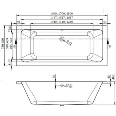Siko Laguna Nora Plus Bañera - Rectangular, Izquierda/Derecha - 170x75cm Siko Laguna Nora Plus Bañera - Rectangular, Izquierda/Derecha - 170x75cm