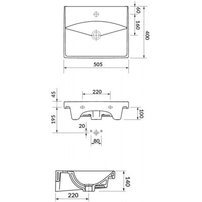 Swiss Aqua Technologies - Lavabo a parete Brevis - Foro centrale - Forma quadrata - 50,5x40x14cm Swiss Aqua Technologies - Lavabo a parete Brevis - Foro centrale - Forma quadrata - 50,5x40x14cm