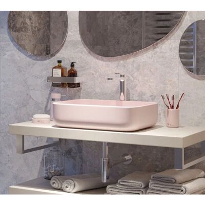 Lavabo rettangolare in ceramica Swiss Aqua Technologies - 50x39x13 cm - Rosa opaco Lavabo rettangolare in ceramica Swiss Aqua Technologies - 50x39x13 cm - Rosa opaco