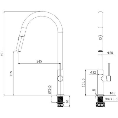 Swiss Aqua Technologies - Mezclador de Cocina Acero Inoxidable - Ducha Extractible de 2 Chorros Swiss Aqua Technologies - Mezclador de Cocina Acero Inoxidable - Ducha Extractible de 2 Chorros