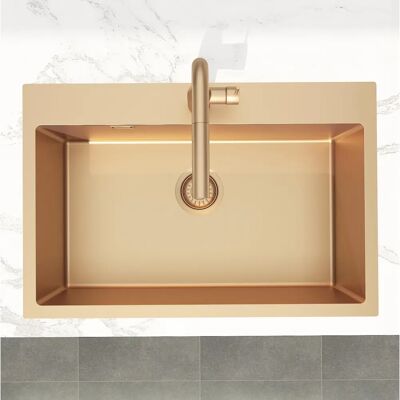 Fregadero de acero inoxidable Timeless cobre cepillado - 68x45x21 cm Fregadero de acero inoxidable Timeless cobre cepillado - 68x45x21 cm