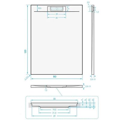 Swiss Aqua Technologies - Plato de ducha de mármol fundido 120x80cm - Gris perla Swiss Aqua Technologies - Plato de ducha de mármol fundido 120x80cm - Gris perla