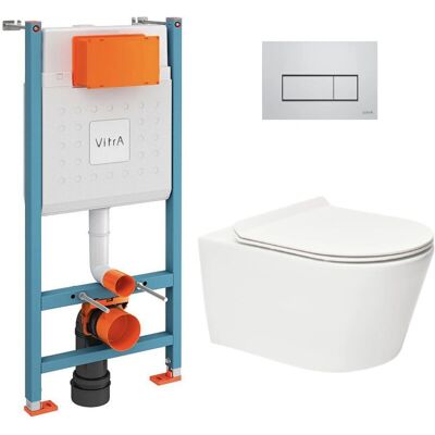 Pack inodoro Vitra V-Fix Core - Sin brida, SoftClose, Modern Pack inodoro Vitra V-Fix Core - Sin brida, SoftClose, Modern