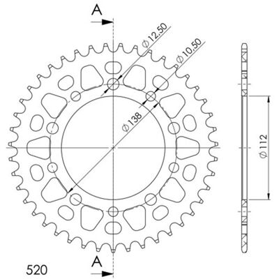 Corona in alluminio Supersprox AB509X - Tipo di moto Corona in alluminio Supersprox AB509X - Tipo di moto