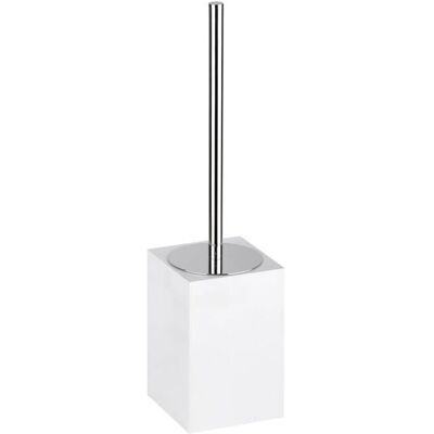 Brosse de toilettes GAMMA - Forme carrée, finition chrome mat - Blanc - Publicité Brosse de toilettes GAMMA - Forme carrée, finition chrome mat - Blanc - Publicité
