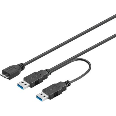 PremiumCord USB 3.0 Y-Kabel, Micro USB B auf 2x USB A, 30cm - USB Kabel PremiumCord USB 3.0 Y-Kabel, Micro USB B auf 2x USB A, 30cm - USB Kabel