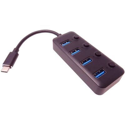 PremiumCord USB-C Hub - 4 USB 3.1 Gen 1 - Fekete - 20cm PremiumCord USB-C Hub - 4 USB 3.1 Gen 1 - Fekete - 20cm