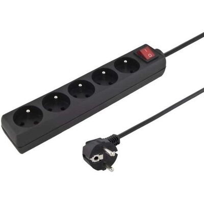 PREMIUMCORD Extensión eléctrica - 5 enchufes, 5 m, negro PREMIUMCORD Extensión eléctrica - 5 enchufes, 5 m, negro