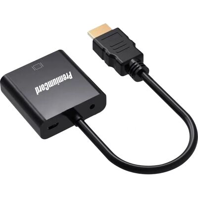 PremiumCord HDMI to VGA Converter - 3.5mm Stereo Audio, Black PremiumCord HDMI to VGA Converter - 3.5mm Stereo Audio, Black