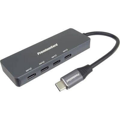 PremiumCord 5G SuperSpeed USB-C Hub 4x USB 3.2 Alumiini PremiumCord 5G SuperSpeed USB-C Hub 4x USB 3.2 Alumiini